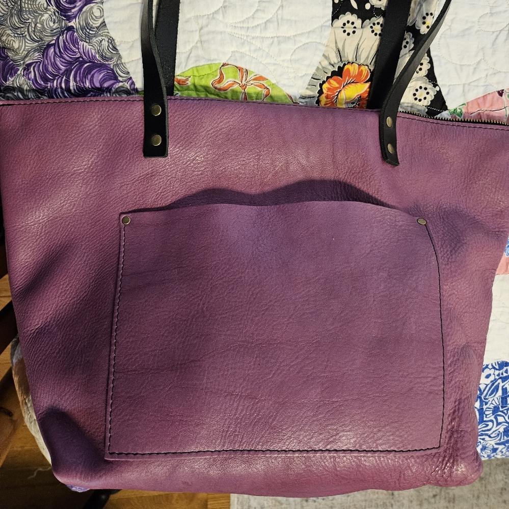 Portland Leather Large Zip Tote-Mulberry